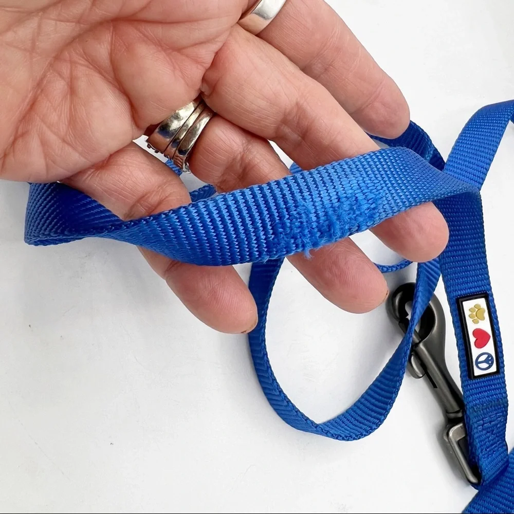 Pawitas 6 ft Puppy or Dog Leash & Reflective Harness, Blue, Size Small